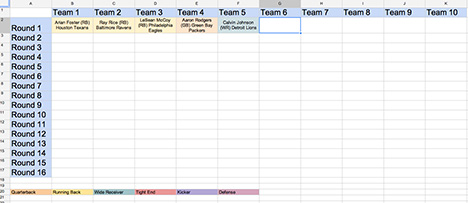 Create Your Own Free Fantasy Football Draft Board with Google